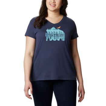 Columbia Solar Shield Graphic Plus Size, Camiseta Azul Marino Para Mujer | 507362-ZDB